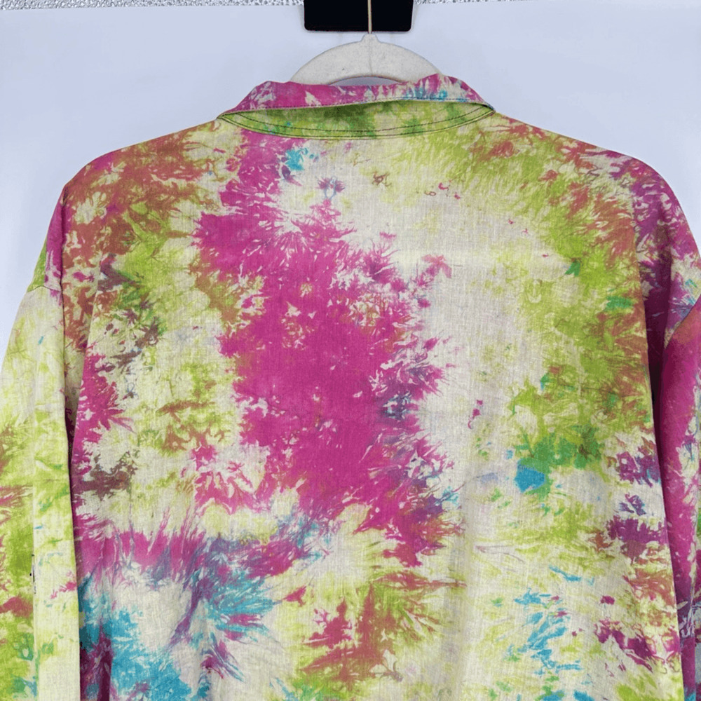 Dilemma New York Womens Button Up Shirt Size L Watercolor Art To Wear Rave - Picture 7 of 10